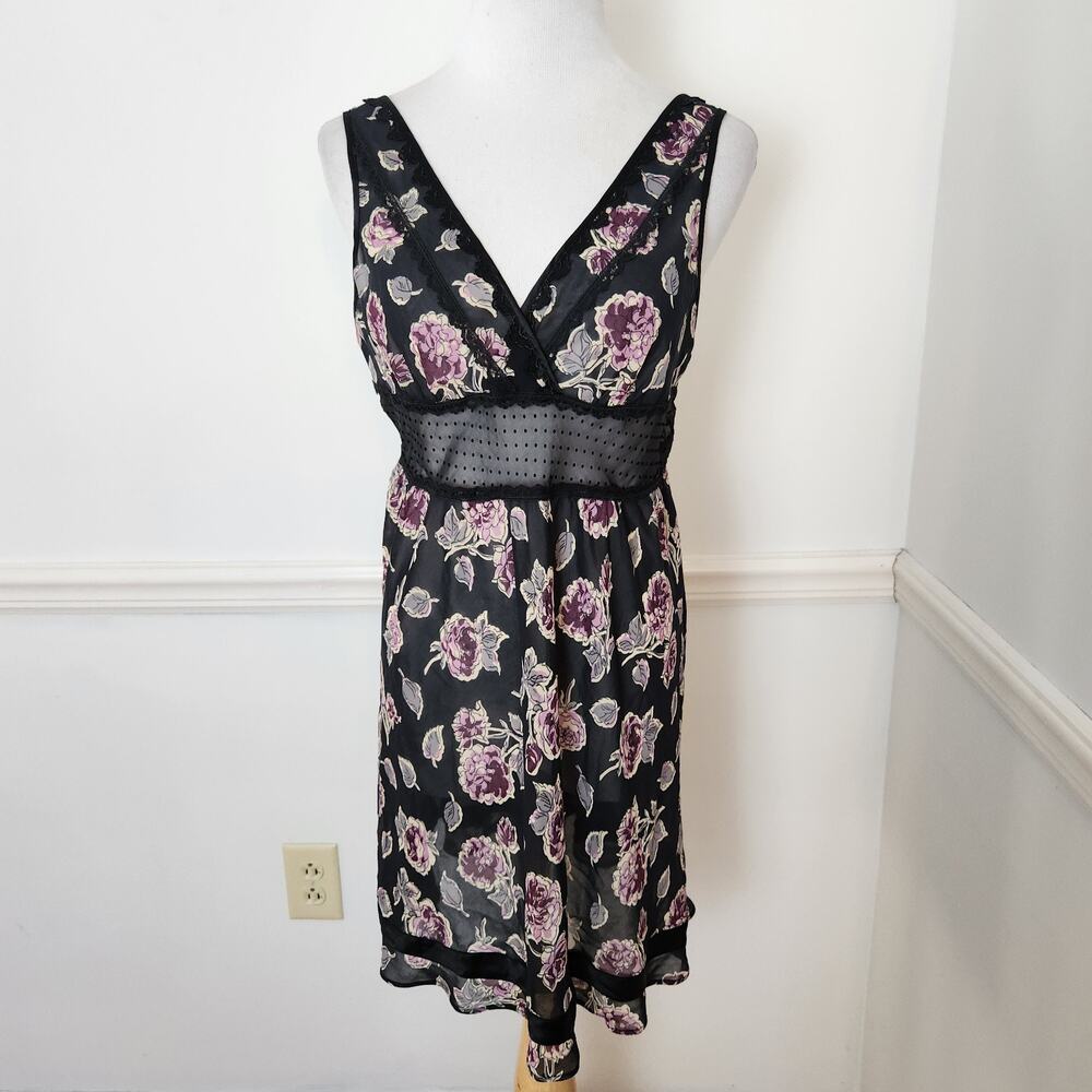 VTG Y2K Victorias Secret Angels Lingerie Chemise Sz Small Floral Babydoll Sheer